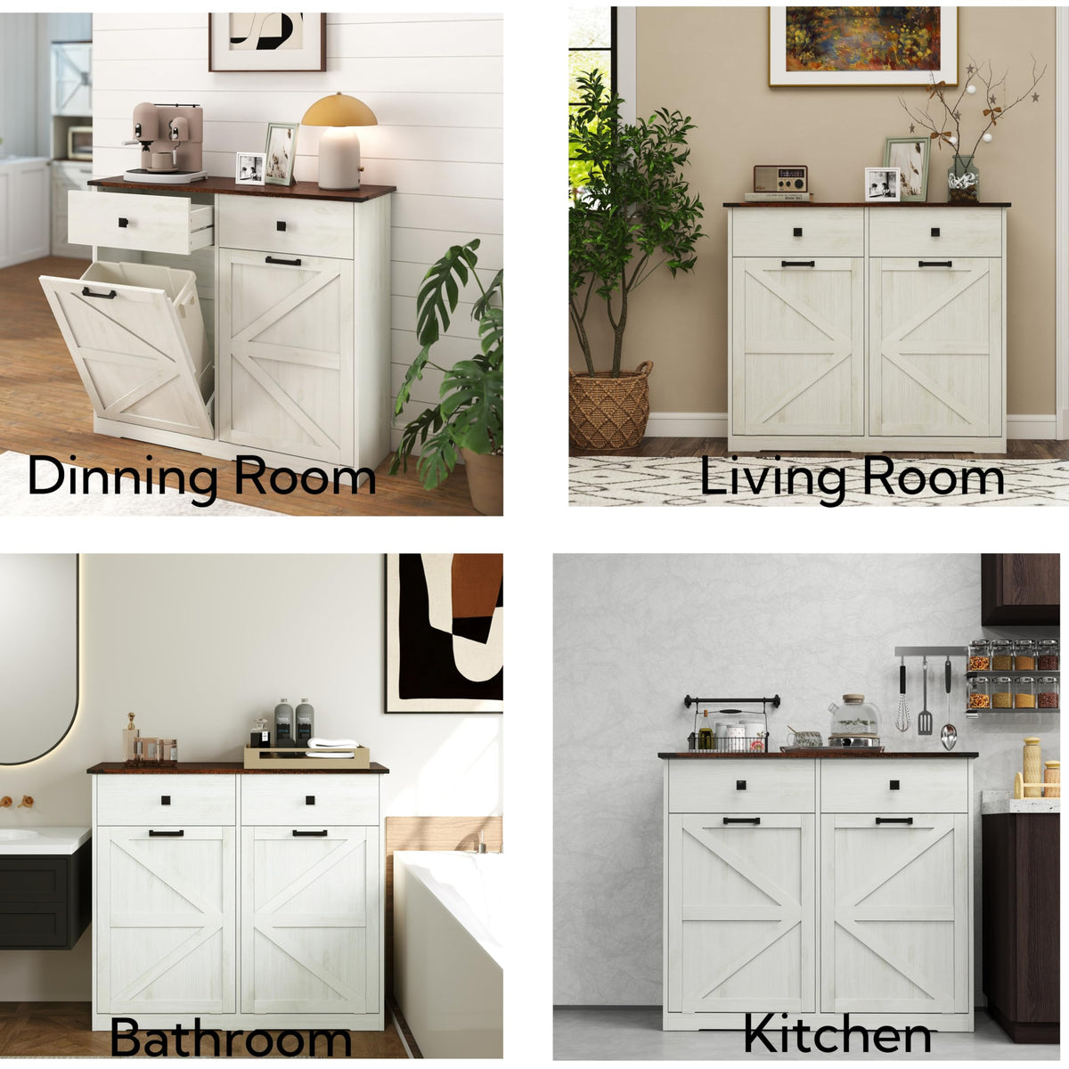 Double Tilt Out Trash Cabinet with Hideaway Drawer C305092