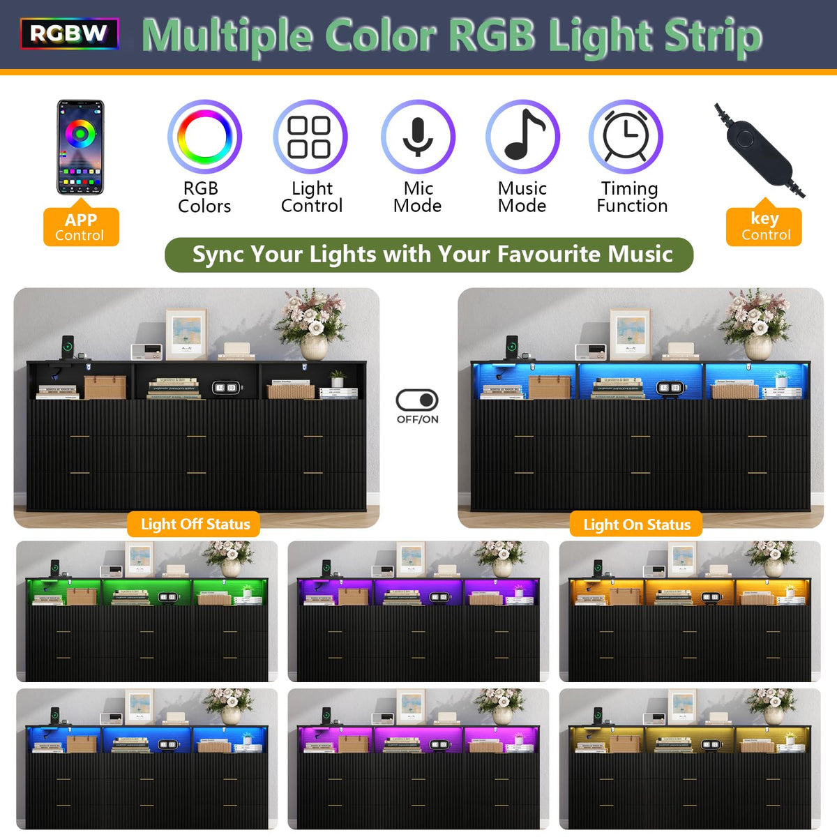 9 Drawer Dresser with 3 Open Cubbies W3871
