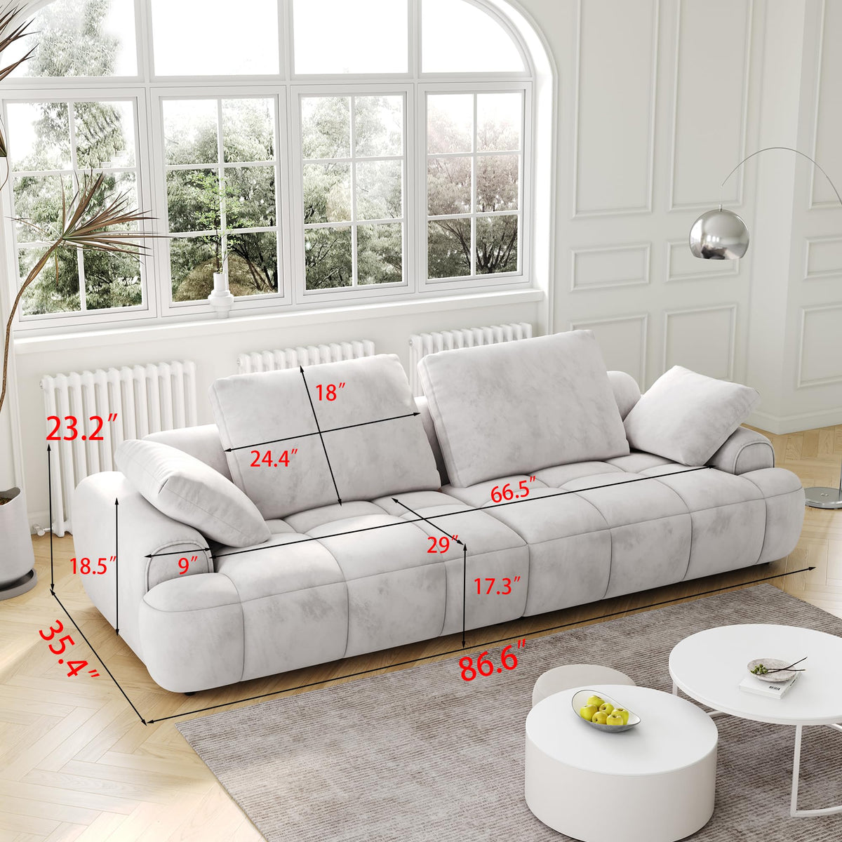 Light Gray Velvet Upholstered Sofa Bed V52122