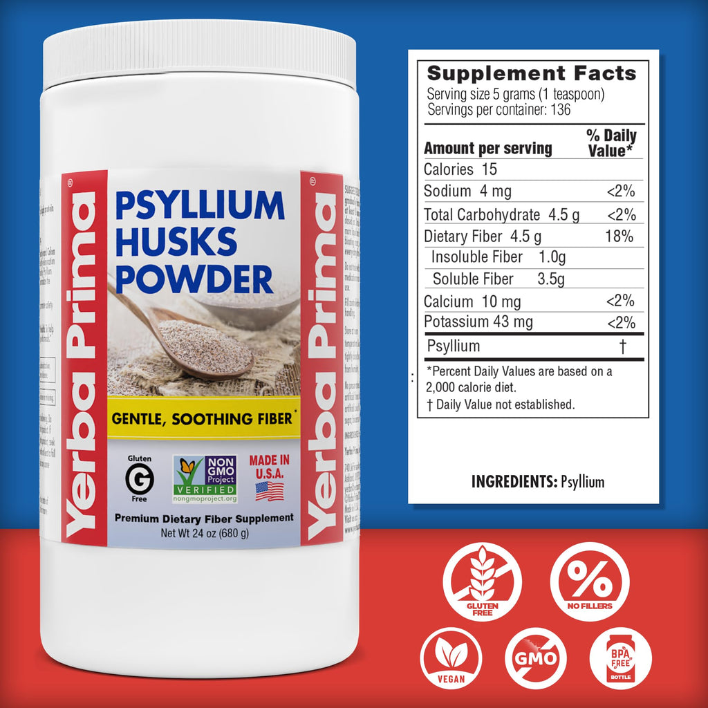 24 oz Unflavored Psyllium Husk Powder Fiber Supplement K19494