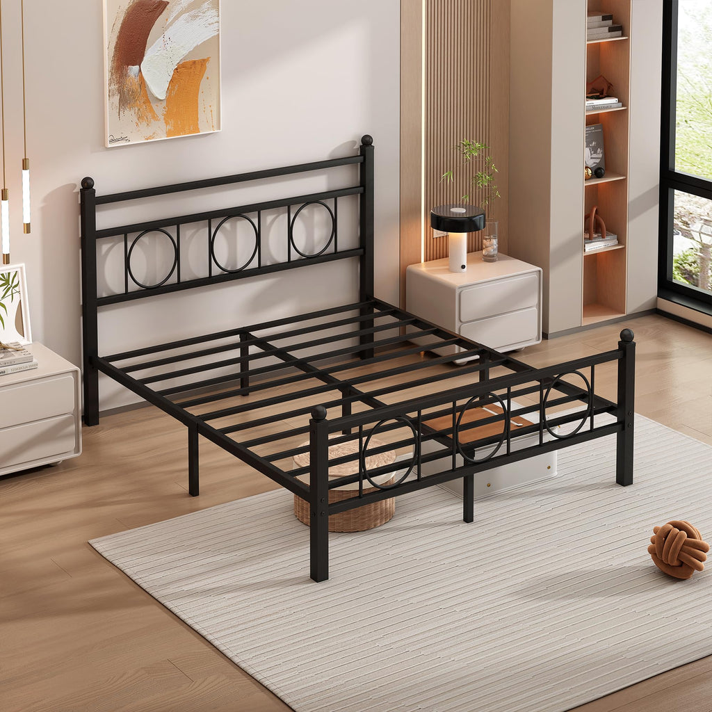 Black Full Bed Frame with Headboard H899
