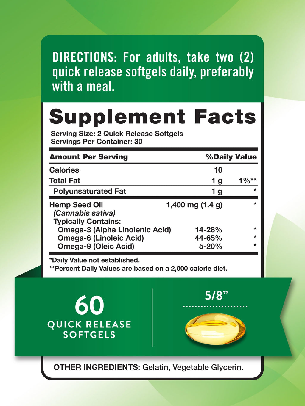 Hemp Oil Softgels 1400mg 60 Count H698953