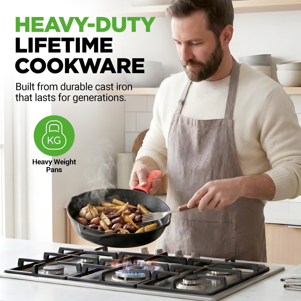 10 Inch Pre-Seasoned Cast Iron Skillet with Lid D2285