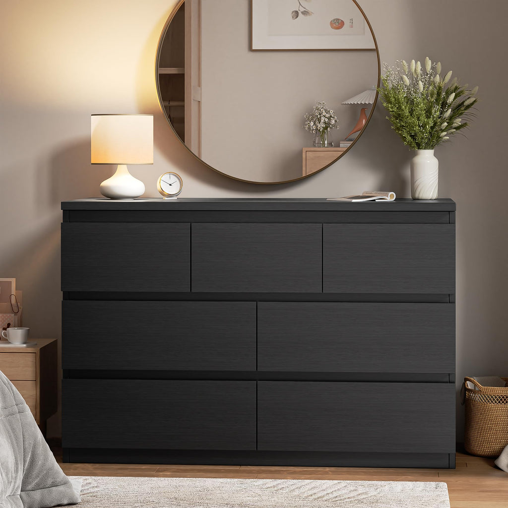 Black 7 Drawer Wood Dresser G8519