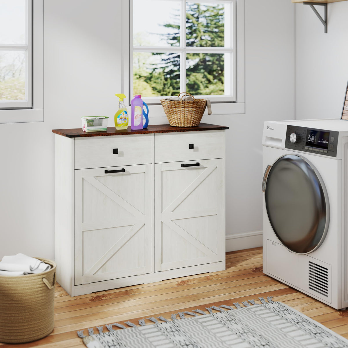 Double Tilt Out Trash Cabinet with Hideaway Drawer C305092