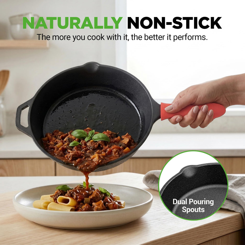 10 Inch Pre-Seasoned Cast Iron Skillet with Lid D2285