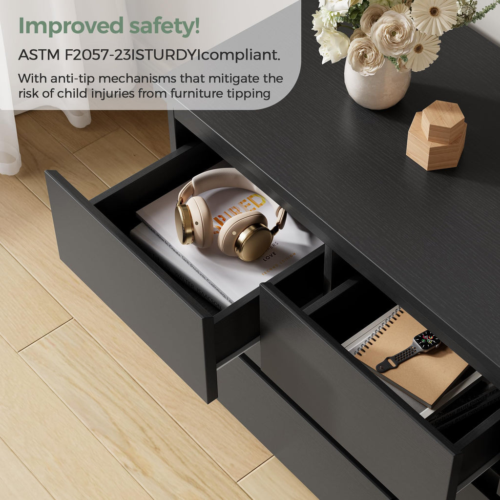 Black 7 Drawer Wood Dresser G8519
