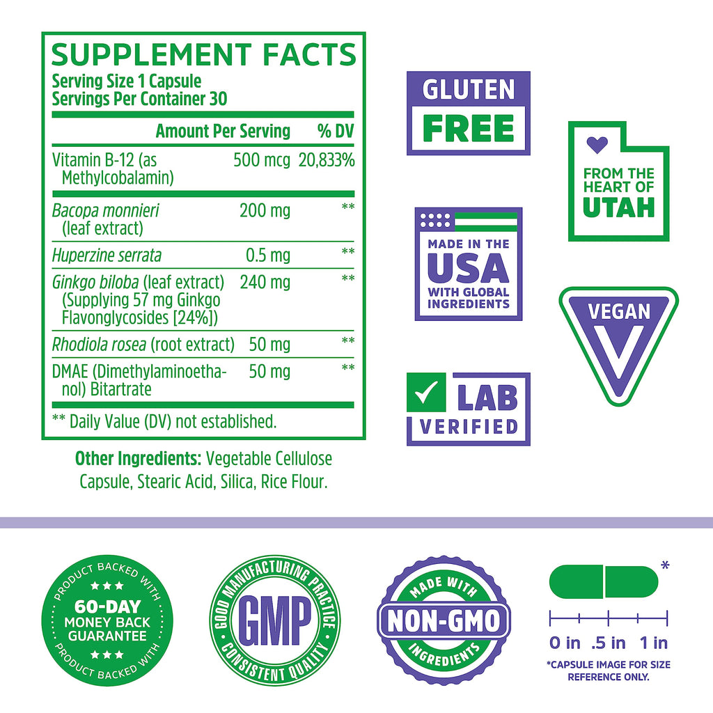 Brain Vitamins 30 Veggie Capsules A63671