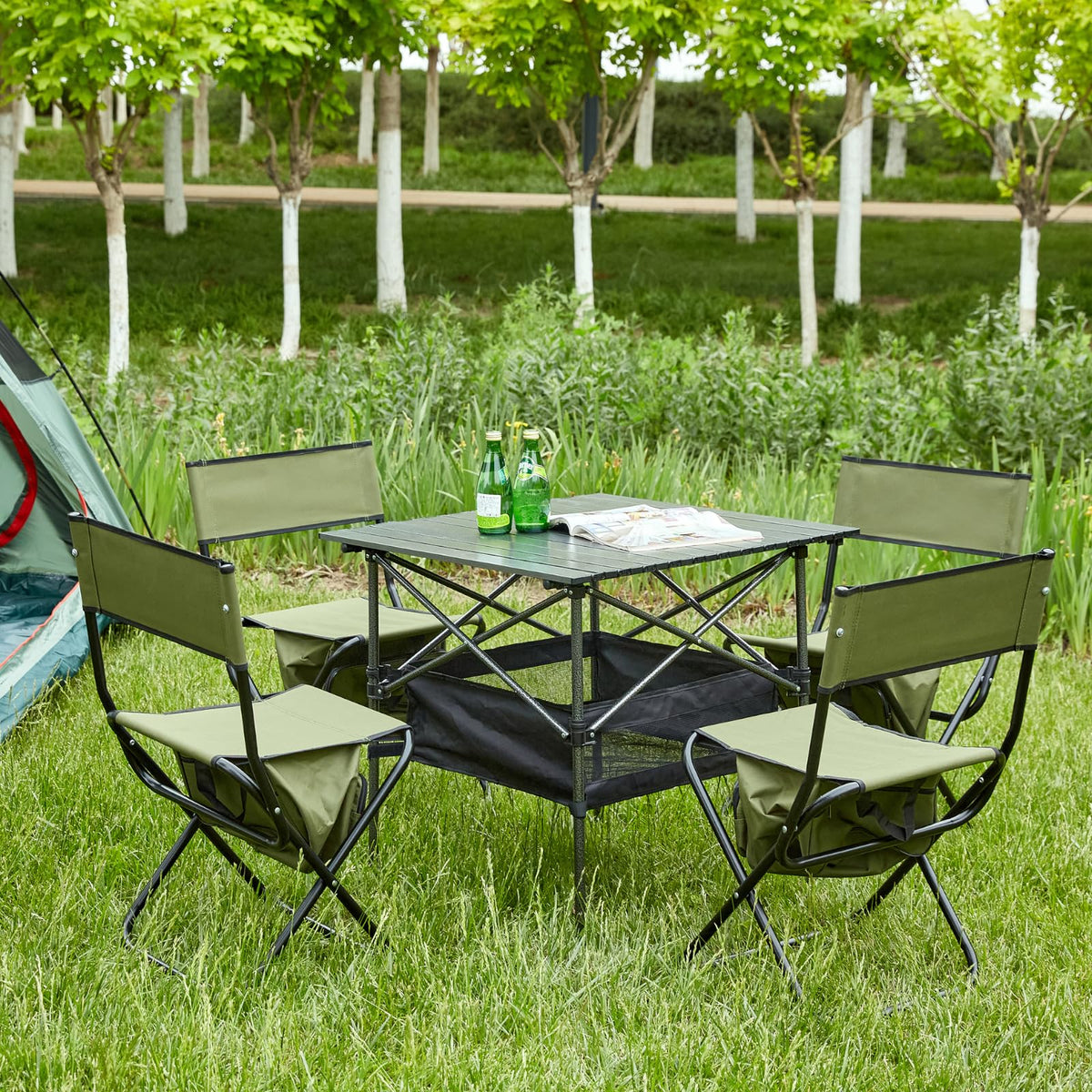 Folding Camping Chair with Storage Bag, 2 Pack, Green U2003