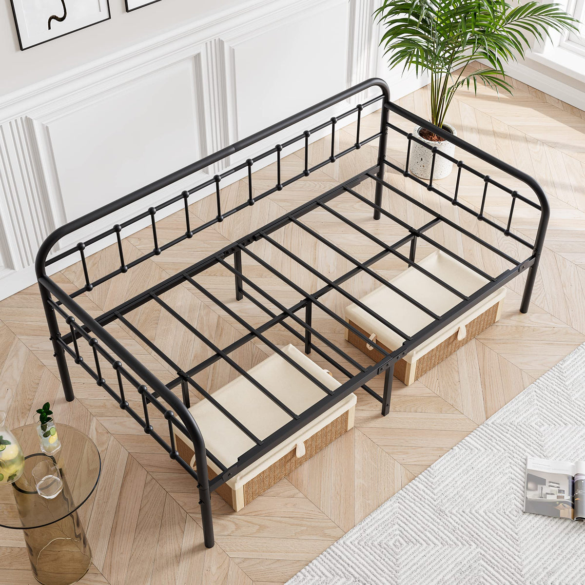 Black Twin Size Metal Daybed Frame R61103