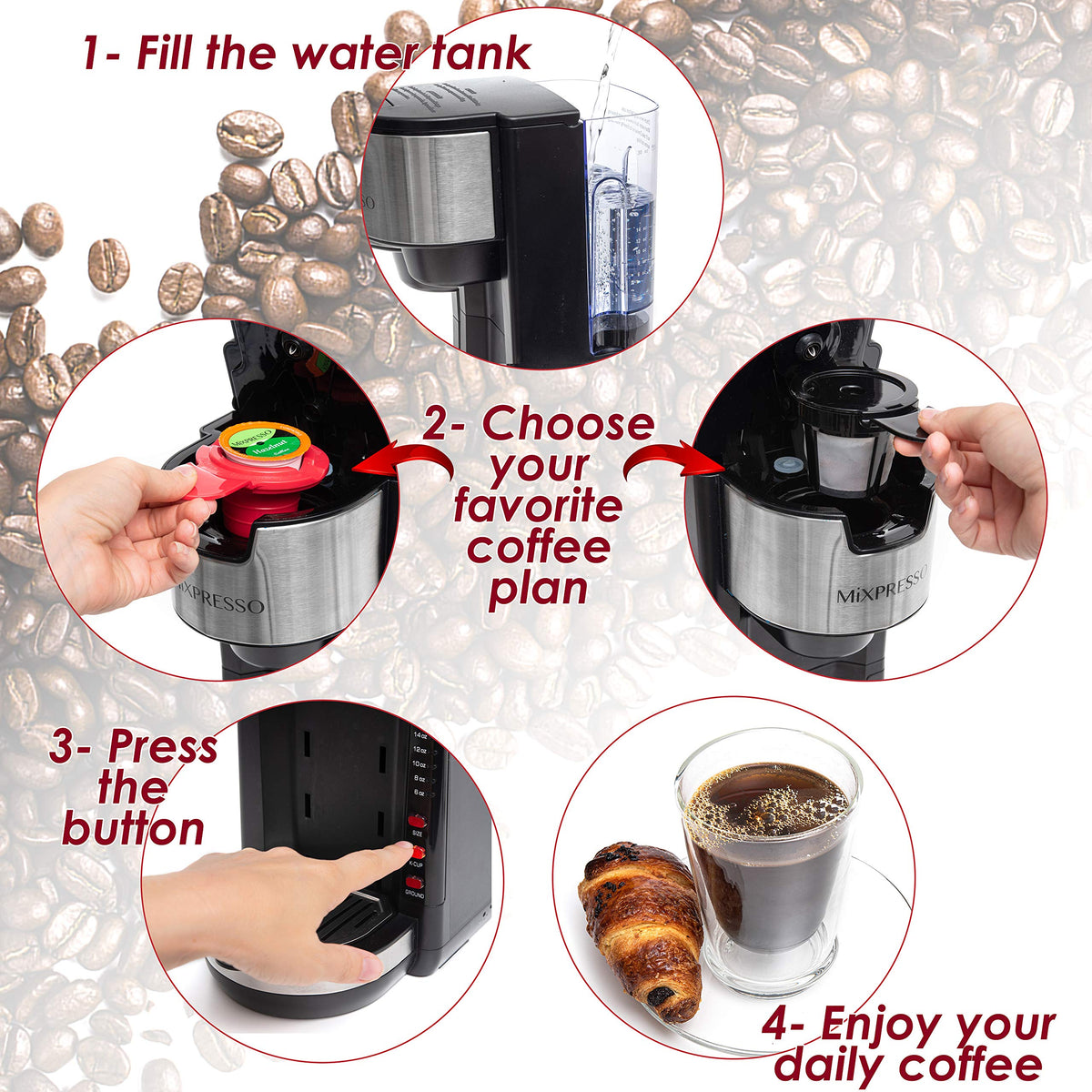 Black Single Serve Coffee Maker 30 oz J68686