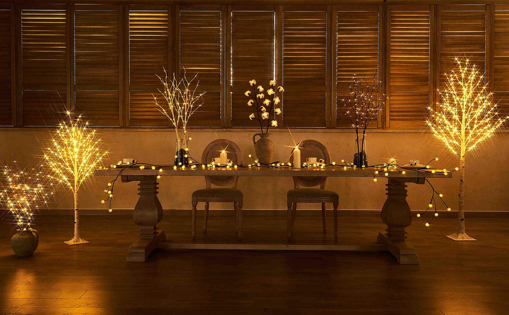 Lighted White Birch Twig Branches 30IN 150 LED with Timer and Dimmer D69622