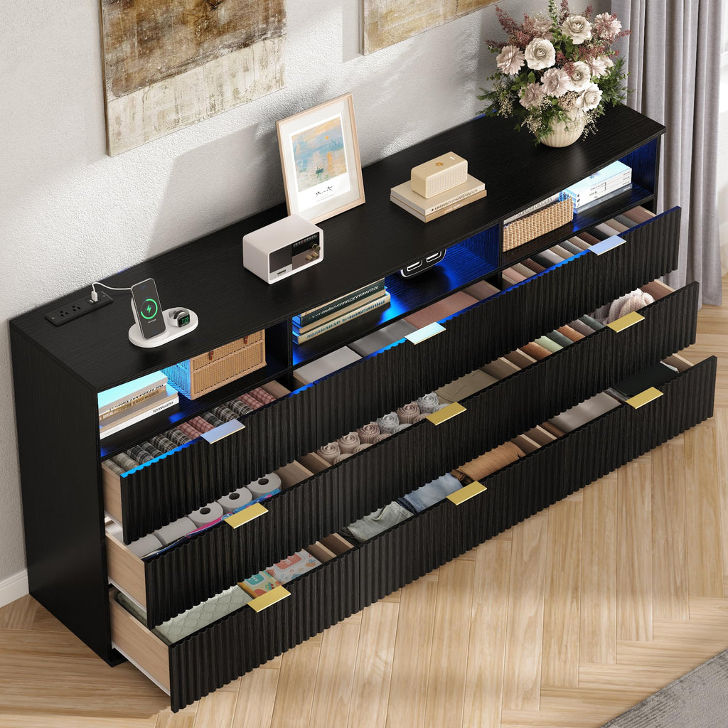 9 Drawer Dresser with 3 Open Cubbies W3871