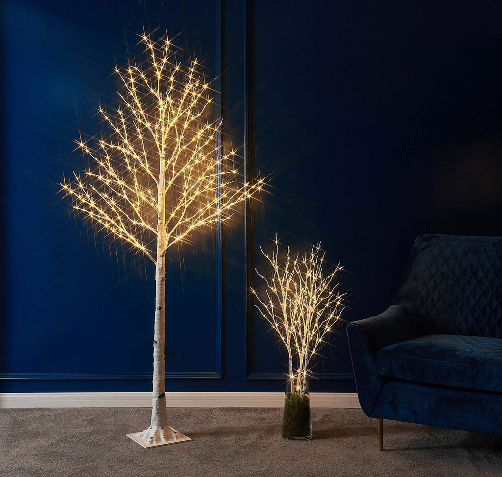 Lighted White Birch Twig Branches 30IN 150 LED with Timer and Dimmer D69622