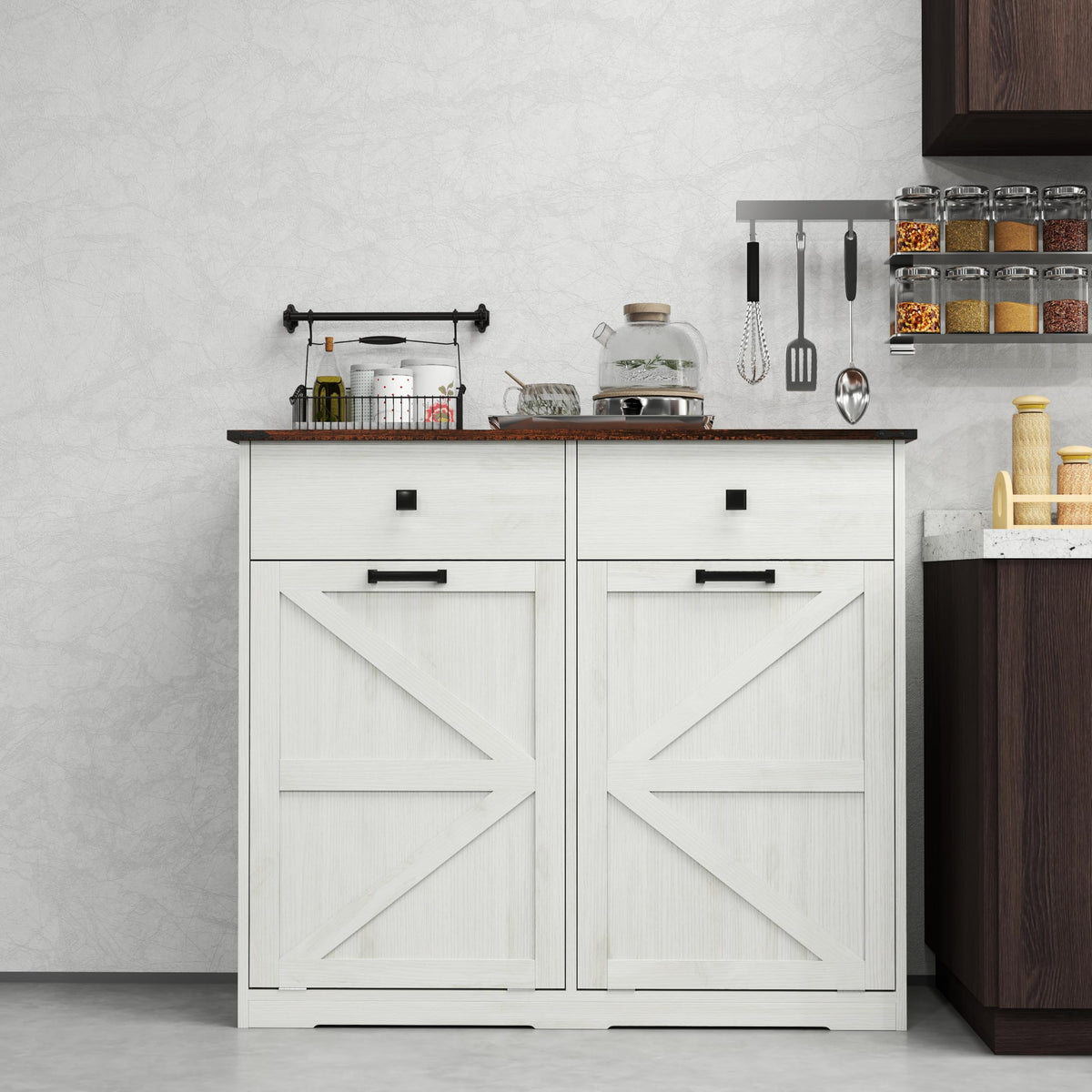Double Tilt Out Trash Cabinet with Hideaway Drawer C305092