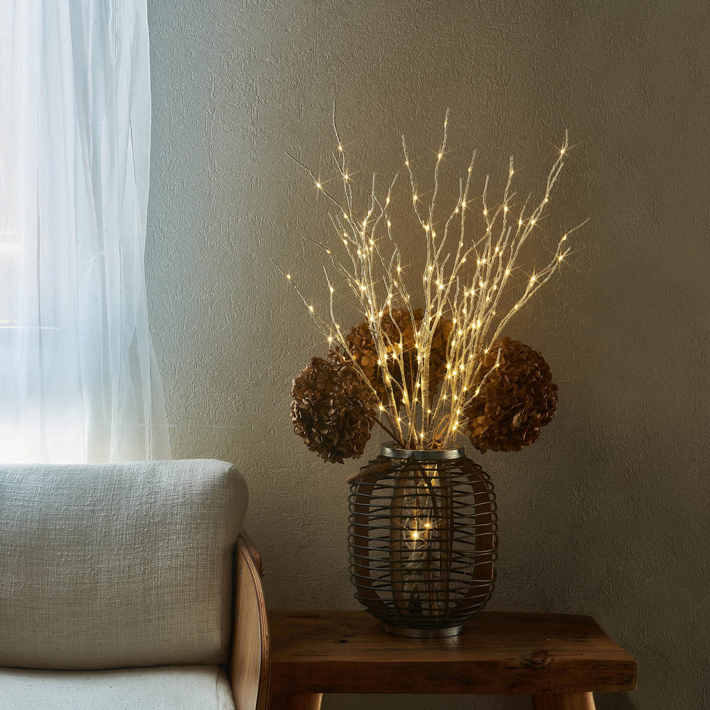 Lighted White Birch Twig Branches 30IN 150 LED with Timer and Dimmer D69622