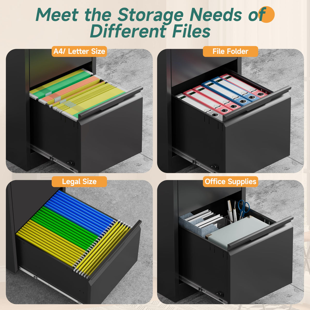 4 Drawer Metal File Cabinet with Lock O8685