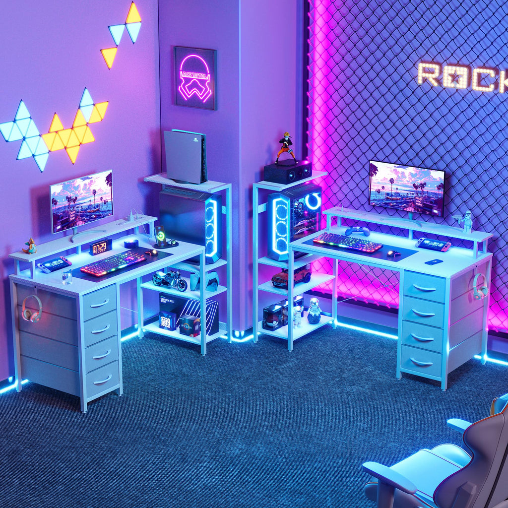 51 Inch White Gaming Desk with Drawers B151438