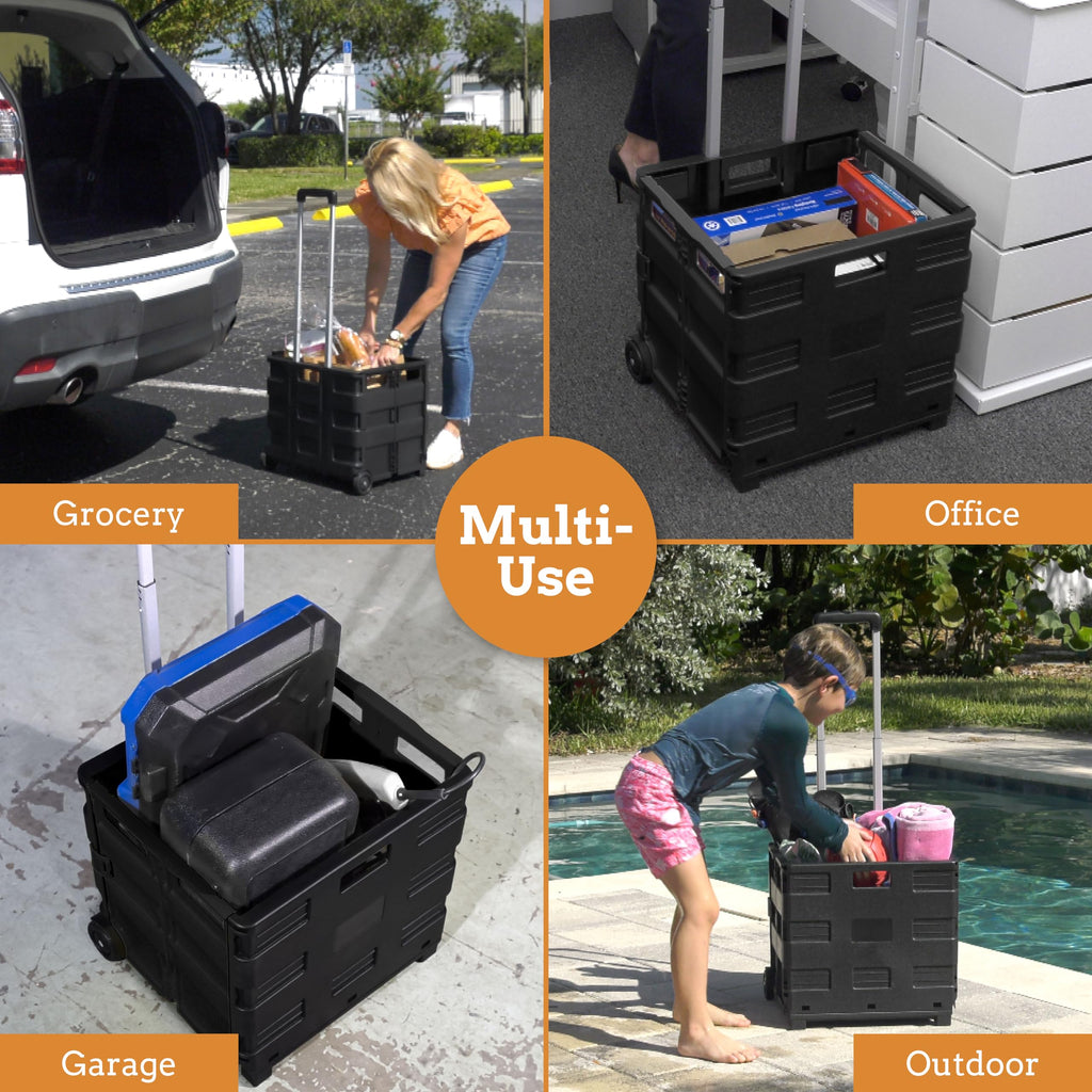 Collapsible 2 Wheel Utility Cart with Telescopic Handle, Black H106690