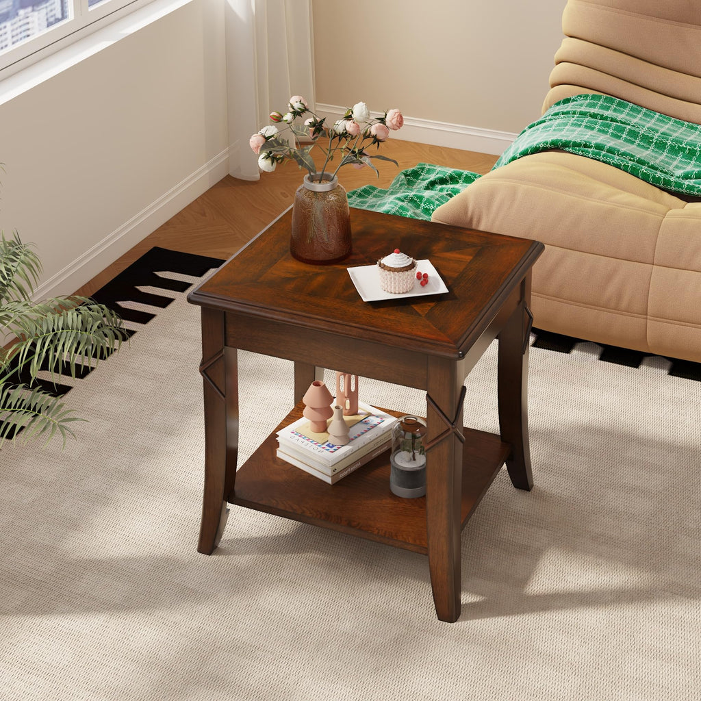 Solid Wood End Table with Storage Shelf B6524