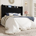 Queen Size Black Velvet Bed Frame with Shelf J7333