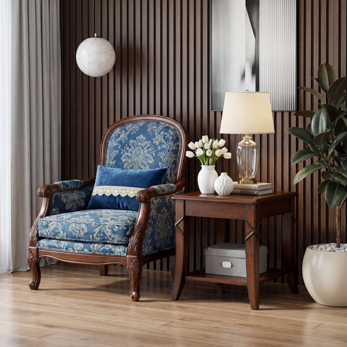 Solid Wood End Table with Storage Shelf B6524