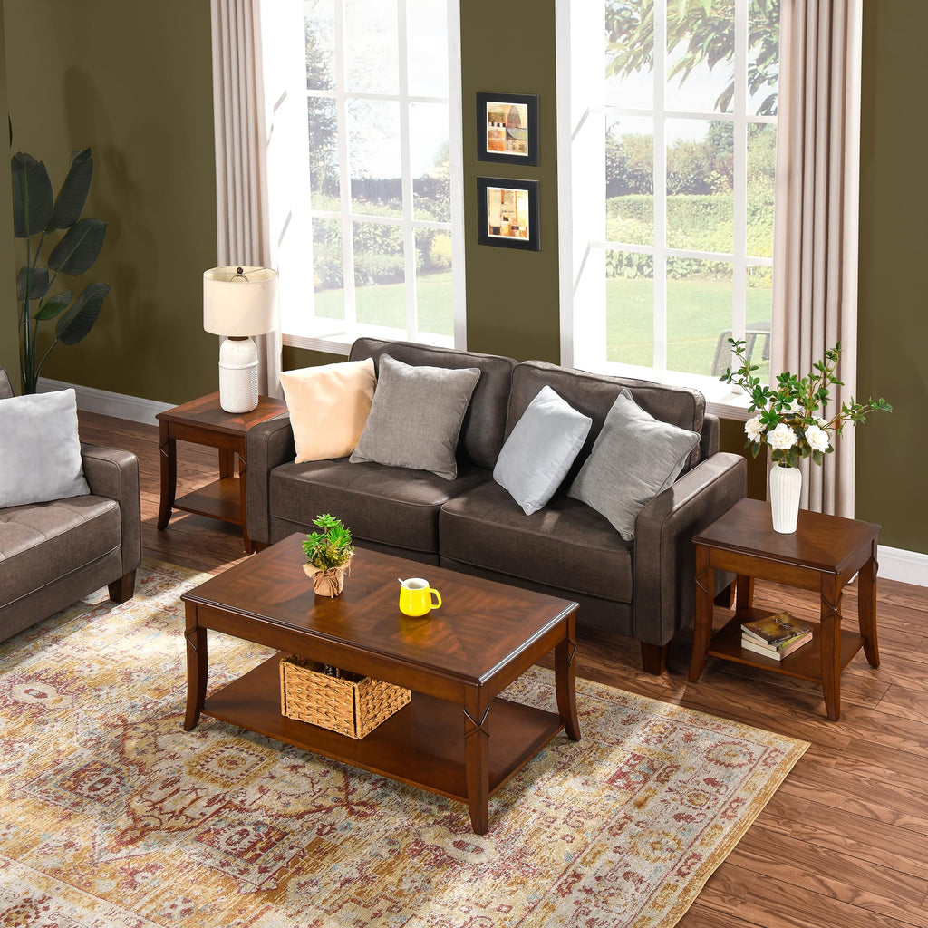 Solid Wood End Table with Storage Shelf B6524