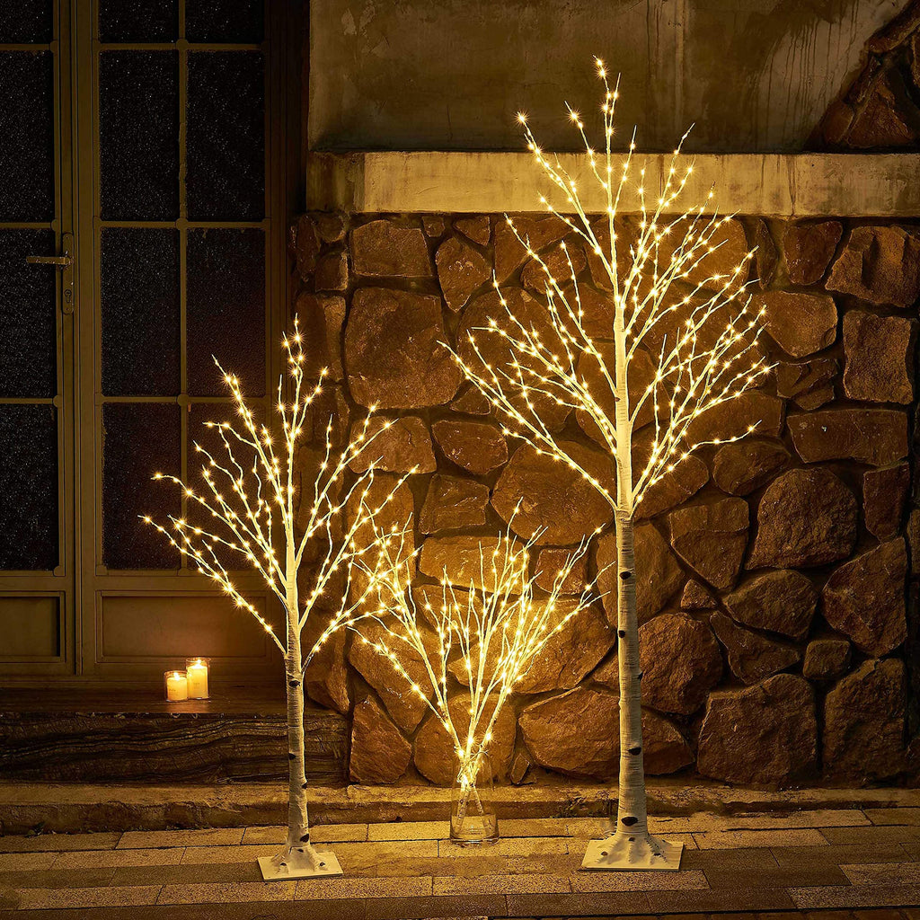 Lighted White Birch Twig Branches 30IN 150 LED with Timer and Dimmer D69622